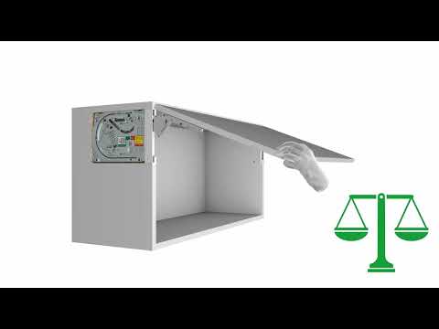 Häfele FREE SLIM FLAP 1.10 PUSH lift-up fitting for cabinet heights 225–650 mm, for inset mounting, grey