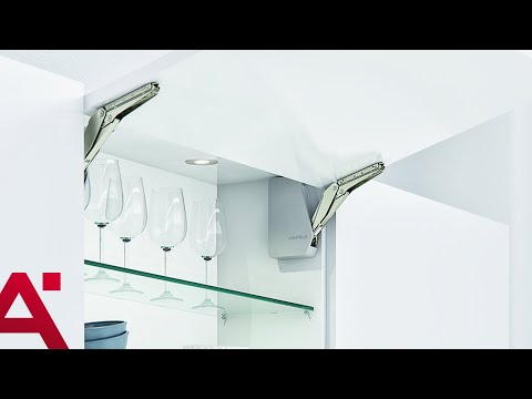 Herraje elevable Häfele FREE FLAP MINI 1.7 para altura de mueble 200 - 450 mm, modelo B - gris